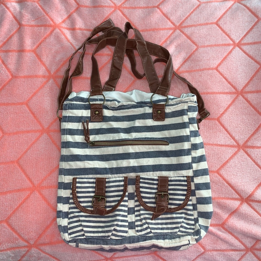 Striped messenger bag